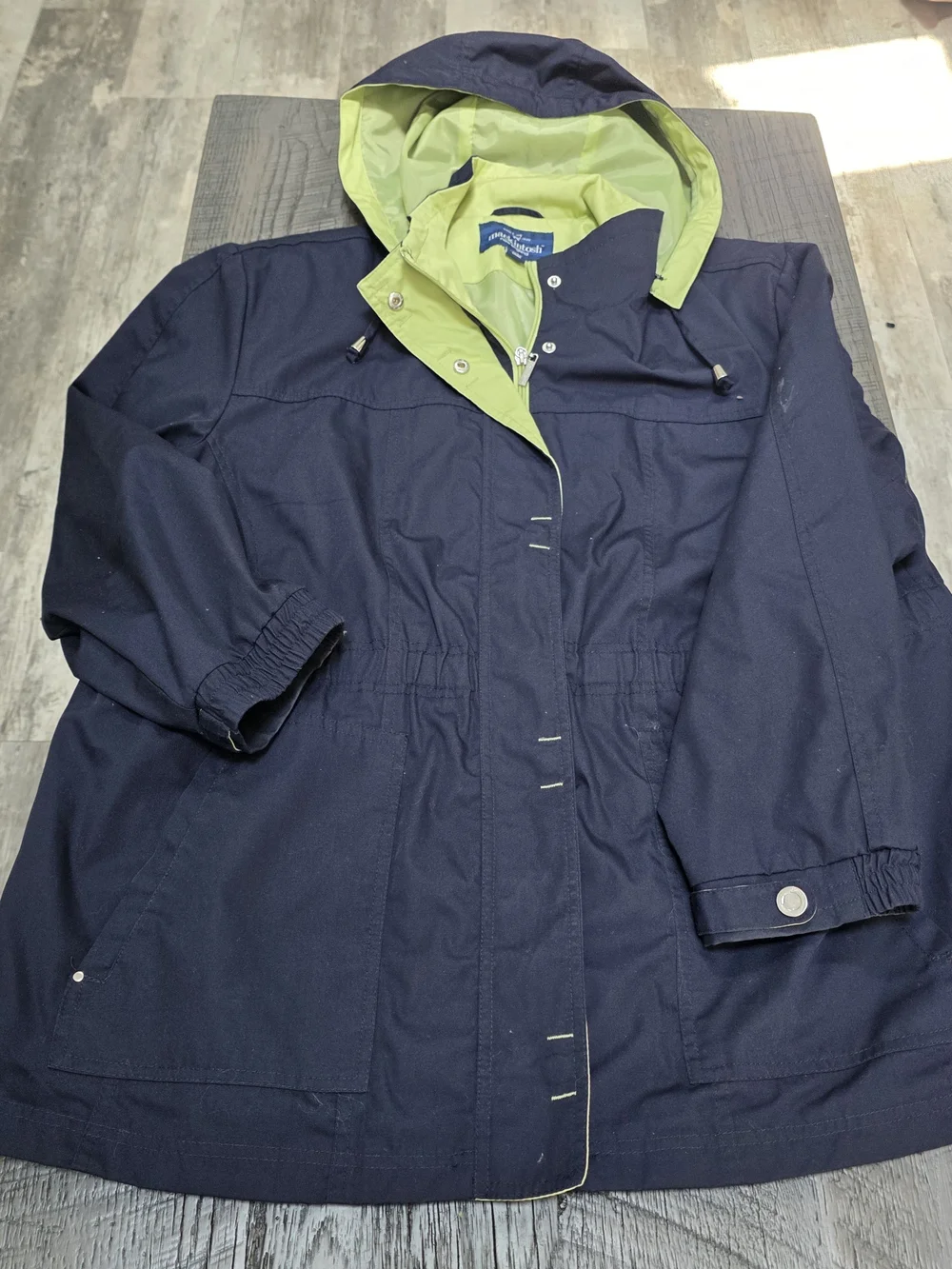 MacKintosh Cotton Anorak Jacket w Hooded Lime Trim (Sz:2x)
